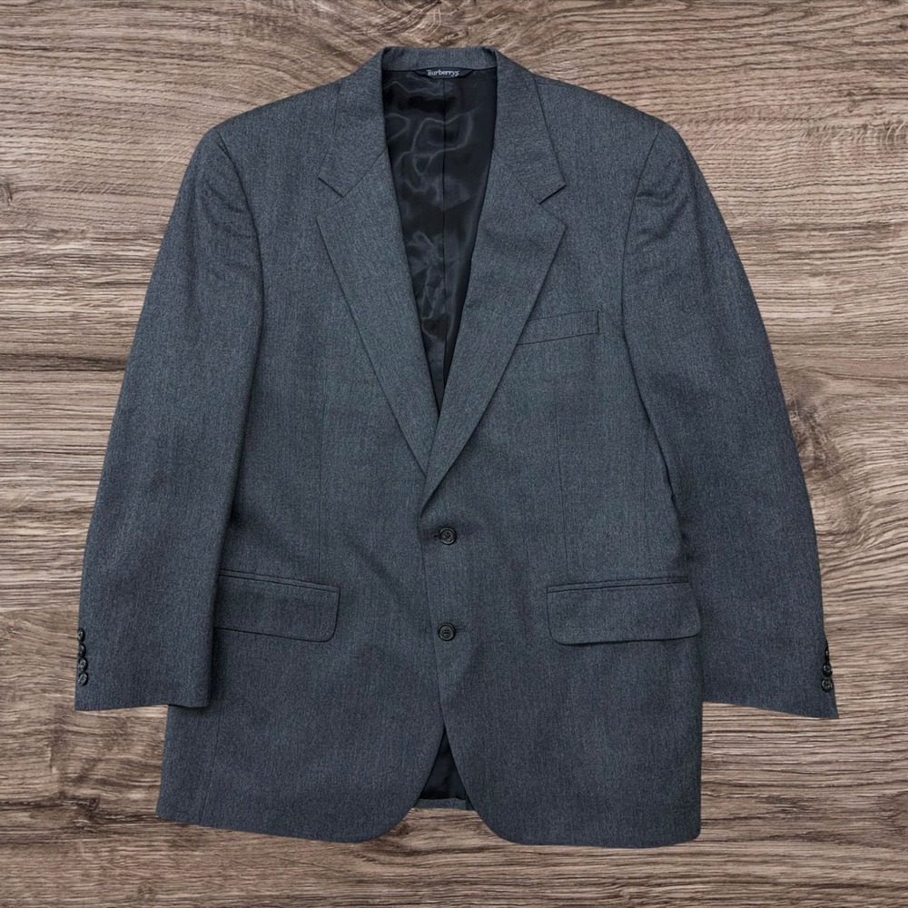 Burberrys Vintage Mens Pure Wool Blazer Sport Coat Charcoal Gray USA‎ Made 44R
